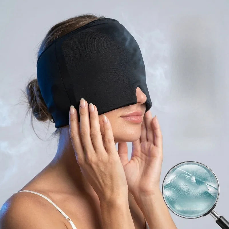 Hot and Cold Head Compress wrap for face and head, designed for soothing cooling and warming relief.